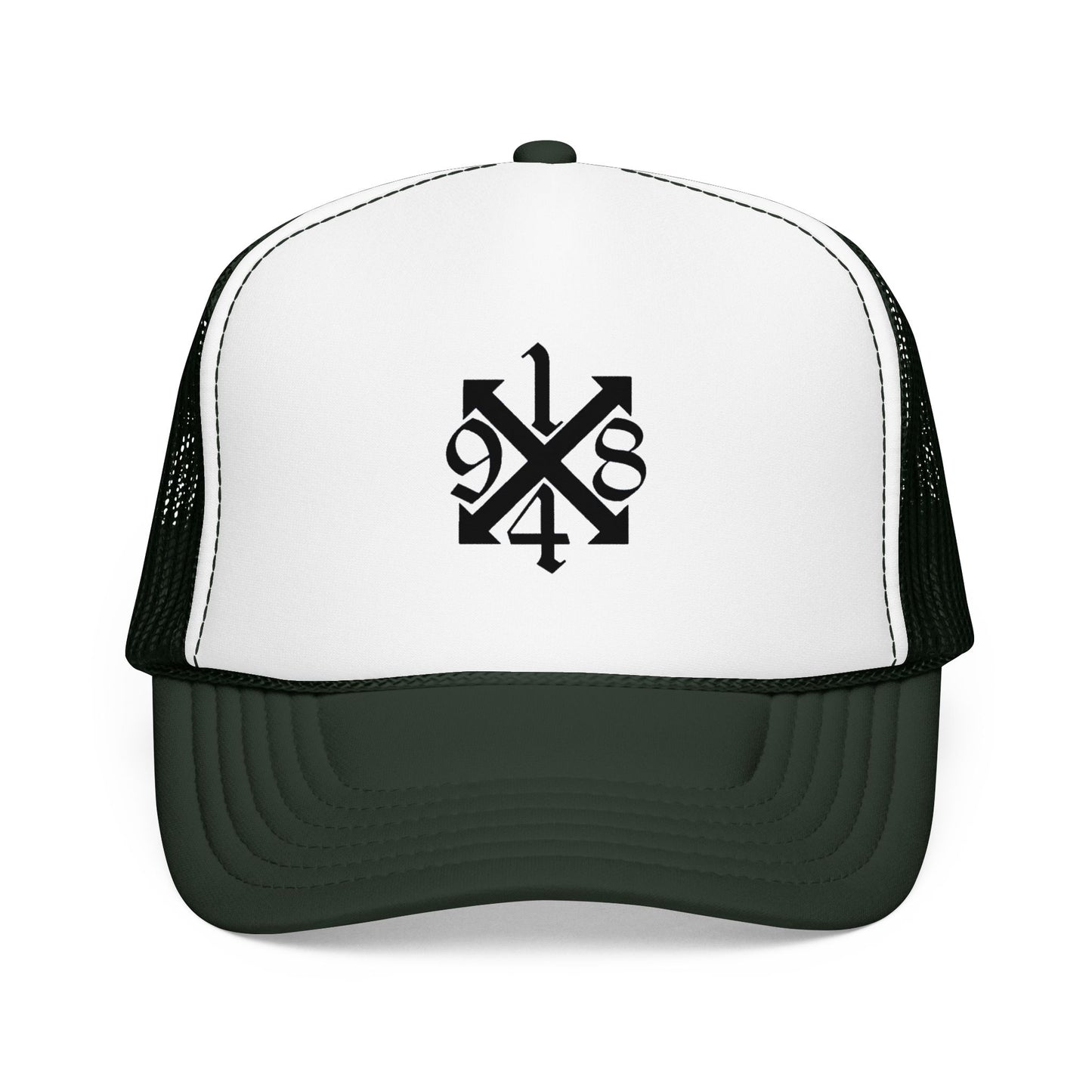 Trucker Hat — Black 9/4s Cross Logo Foam Mesh Cap