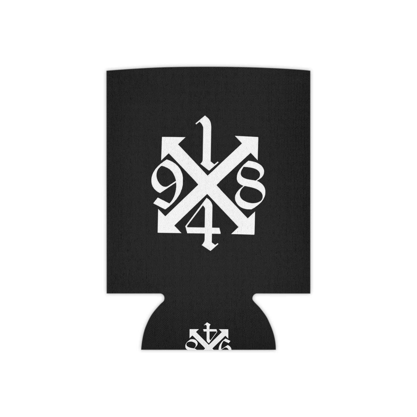 Black Can Cooler with White Metal Band Logo & 1984 Cross Design — Beer Cooler