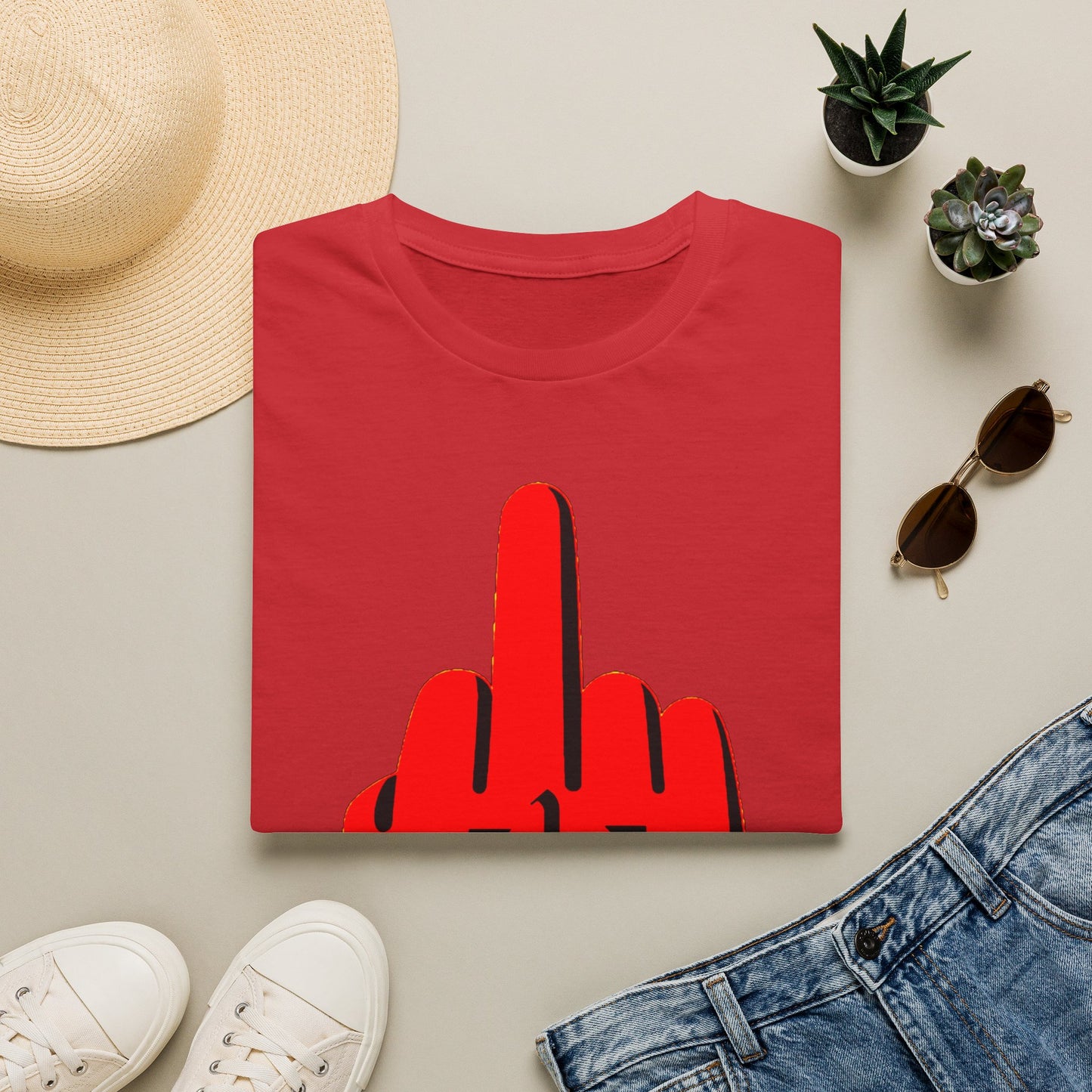 Graphic Middle Finger T‑Shirt – Bold Red Hand Design