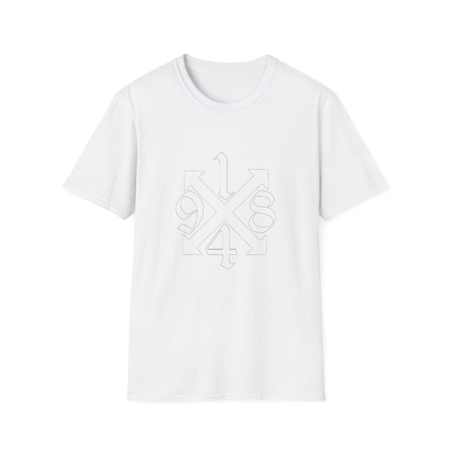 Minimalist Unisex Softstyle T-Shirt with Geometric Design