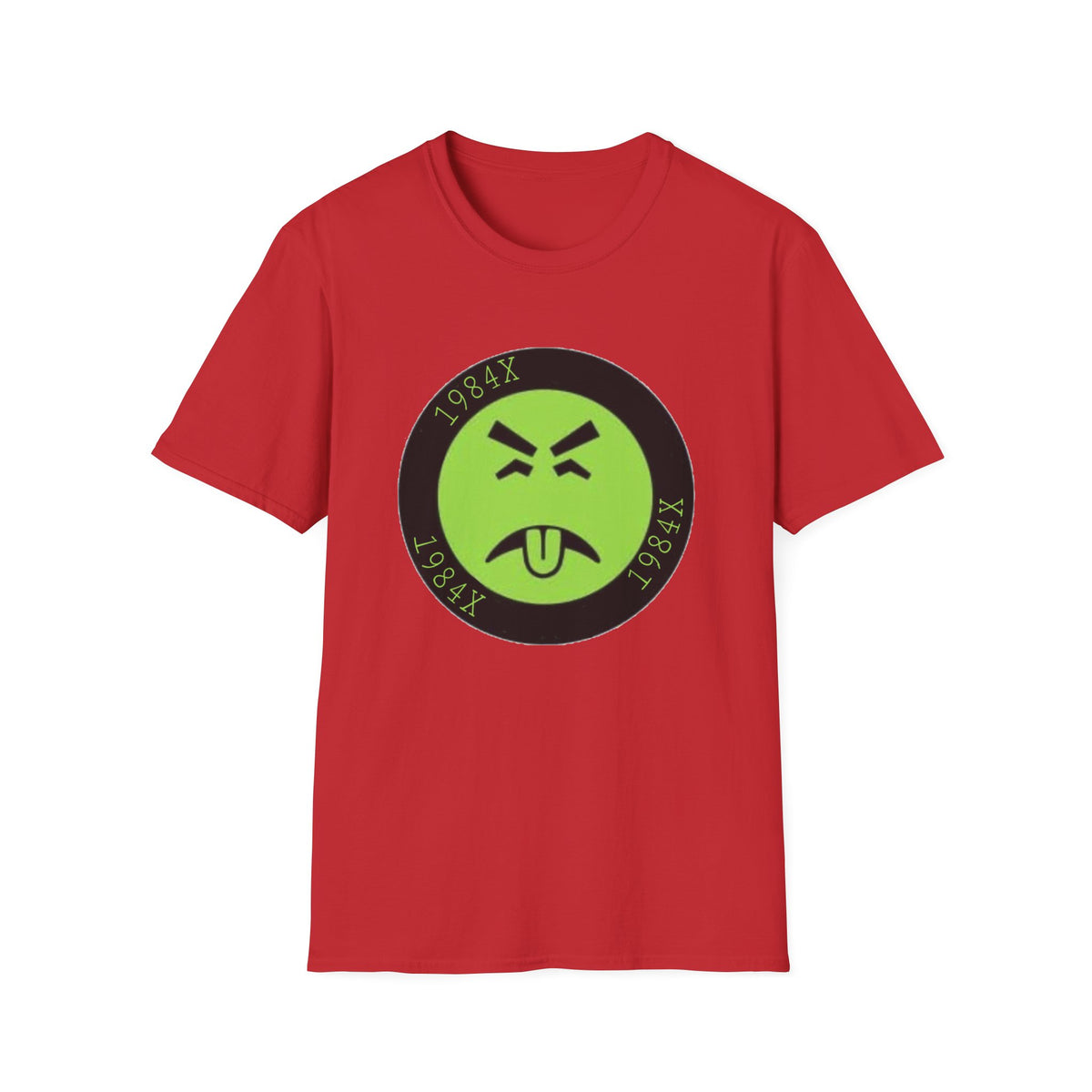 Green Grunge Emoji T-Shirt — 1984X Circular Graphic Tee