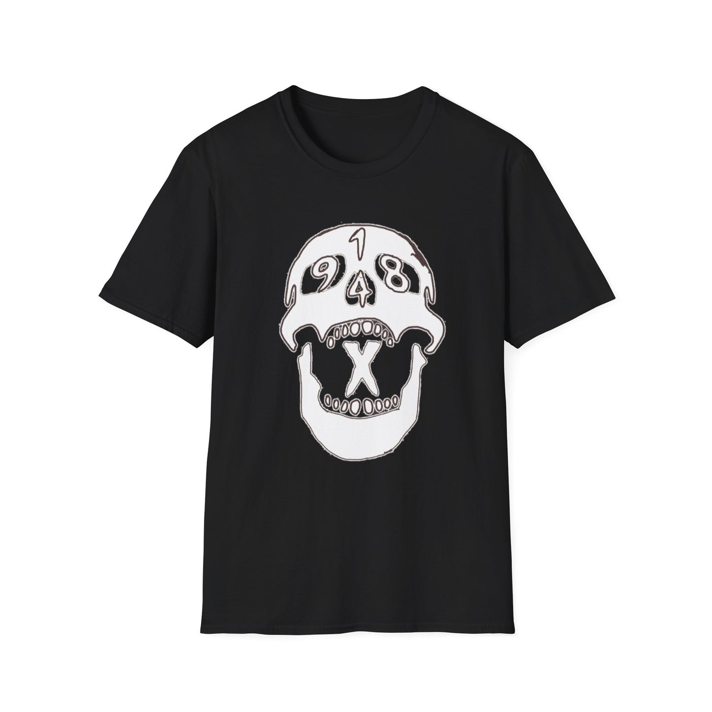1948 Skull Graphic T-Shirt — Retro Skull Illustration Tee