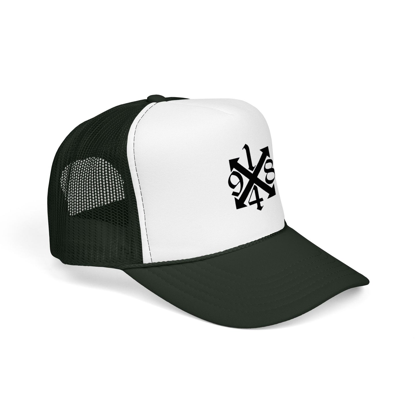 Trucker Hat — Black 9/4s Cross Logo Foam Mesh Cap