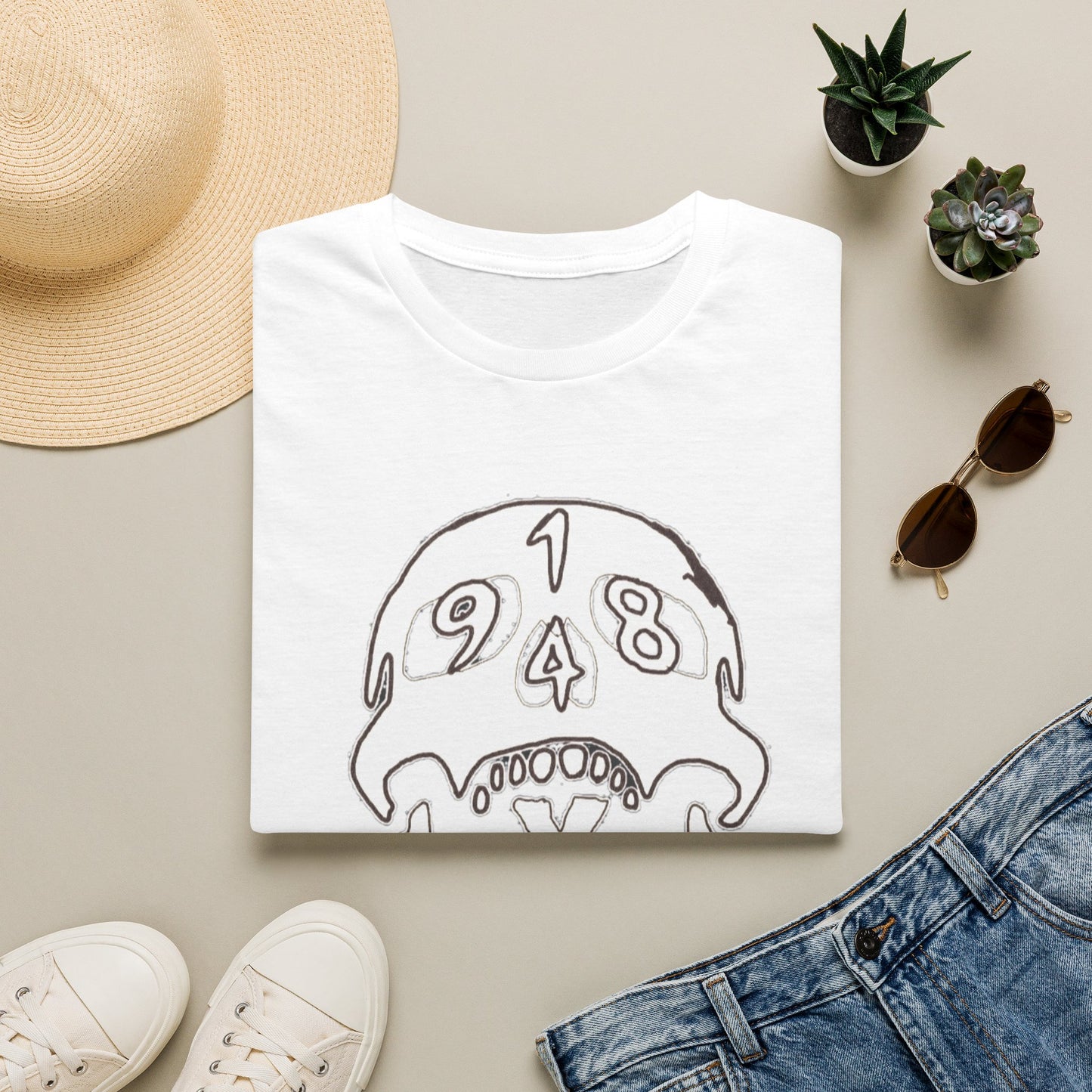 1948 Skull Graphic T-Shirt — Retro Skull Illustration Tee