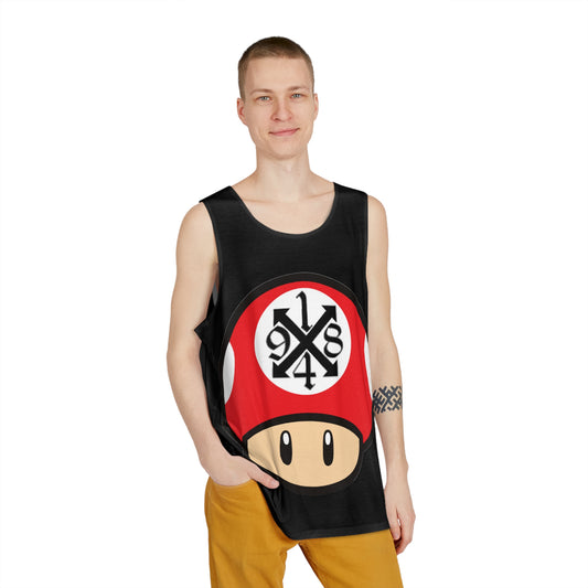 Men's Graphic Tank Top — Bold Red Mushroom Gamer Design