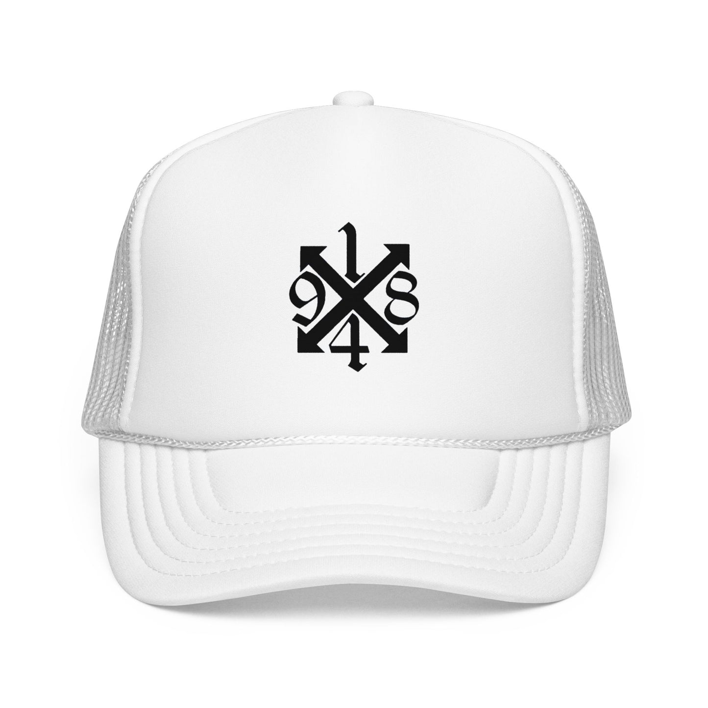Trucker Hat — Black 9/4s Cross Logo Foam Mesh Cap
