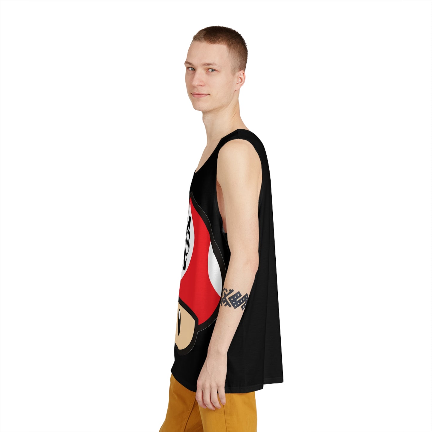 Men's Graphic Tank Top — Bold Red Mushroom Gamer Design