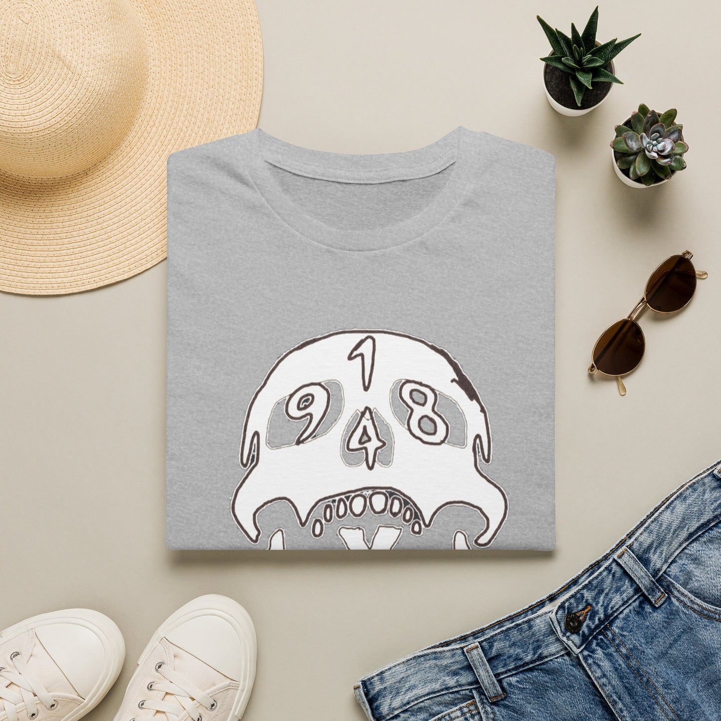 1948 Skull Graphic T-Shirt — Retro Skull Illustration Tee