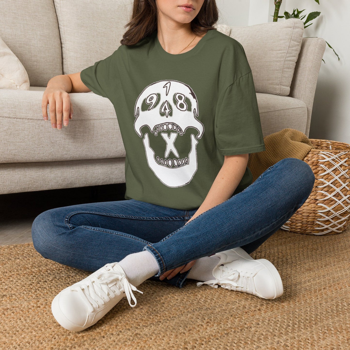 1948 Skull Graphic T-Shirt — Retro Skull Illustration Tee