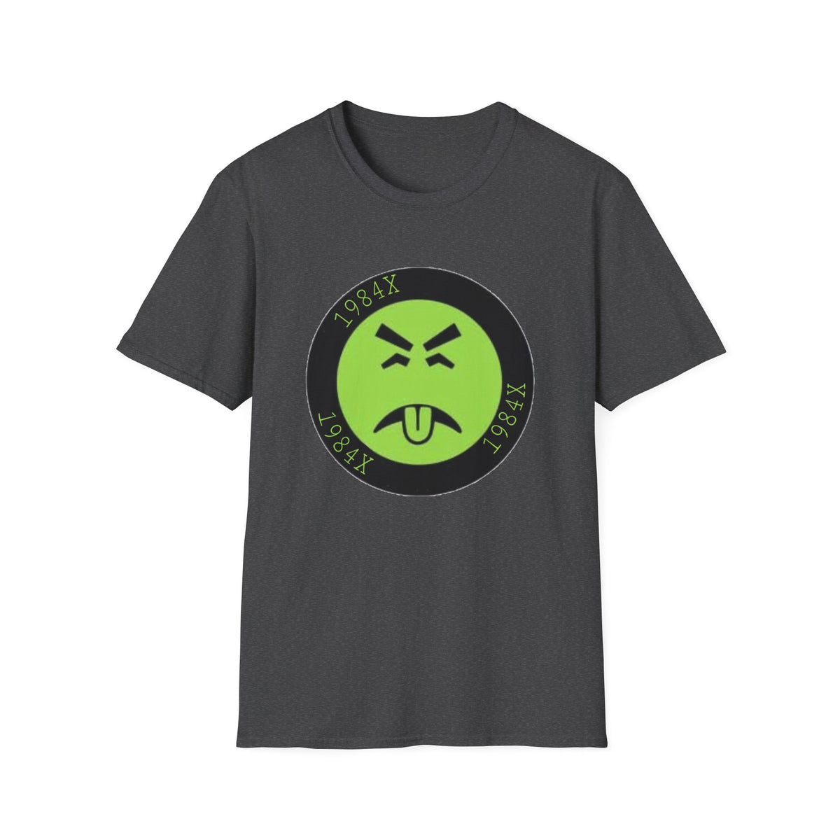 Green Grunge Emoji T-Shirt — 1984X Circular Graphic Tee