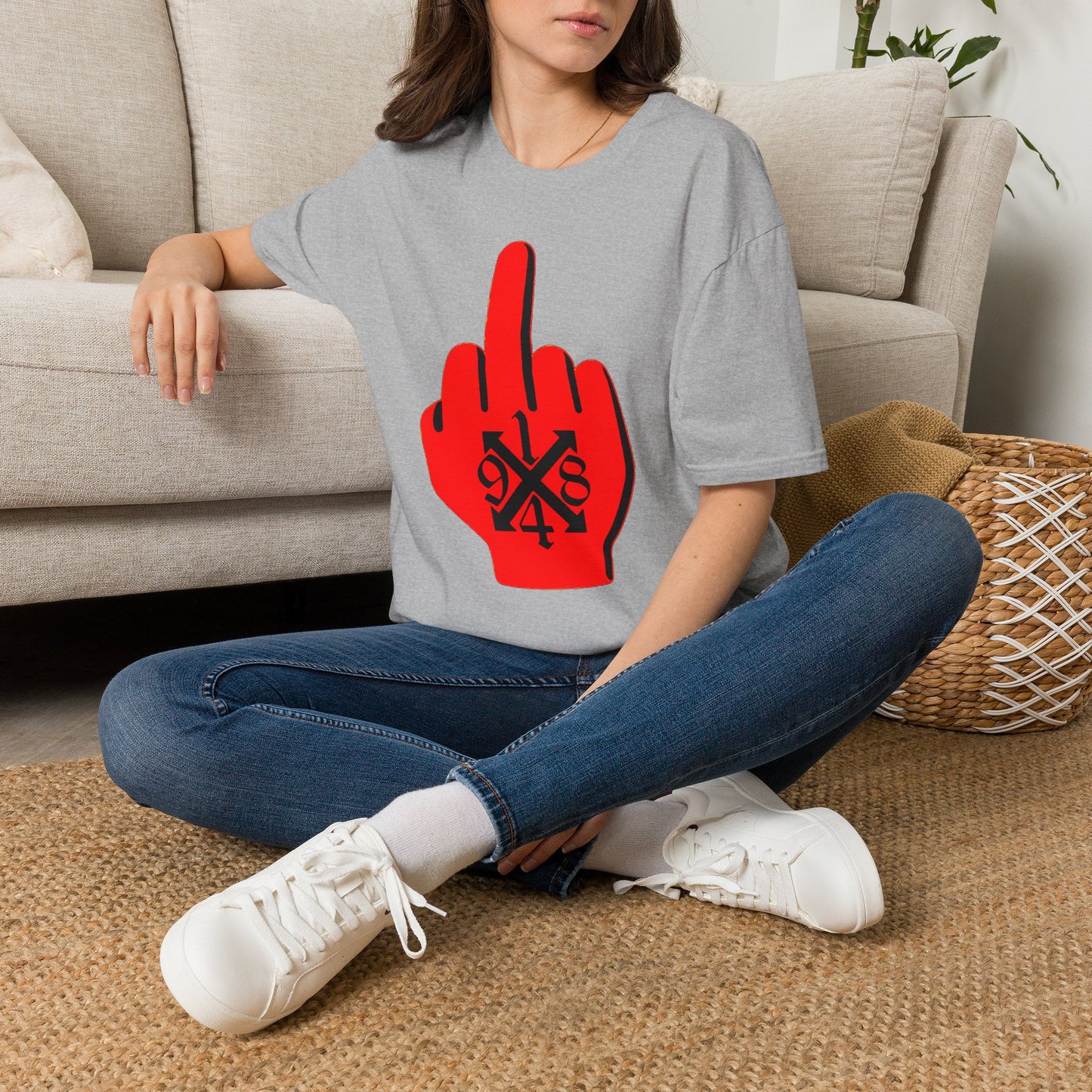 Graphic Middle Finger T‑Shirt – Bold Red Hand Design