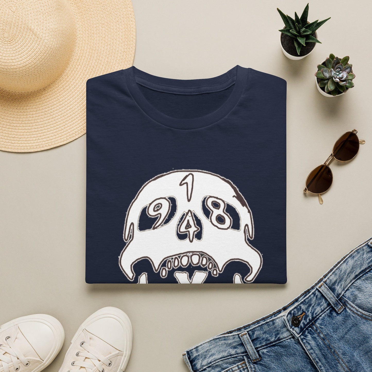 1948 Skull Graphic T-Shirt — Retro Skull Illustration Tee