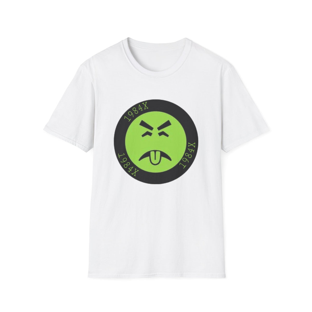 Green Grunge Emoji T-Shirt — 1984X Circular Graphic Tee