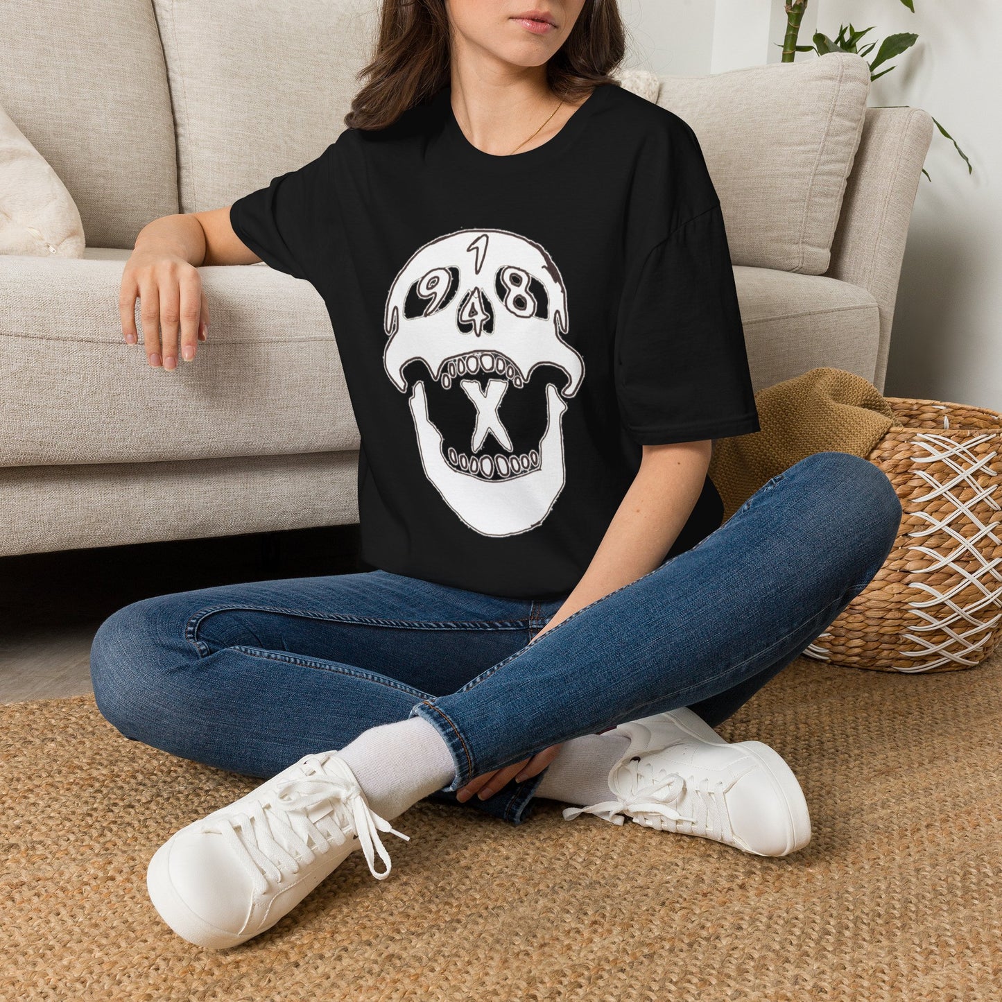 1948 Skull Graphic T-Shirt — Retro Skull Illustration Tee