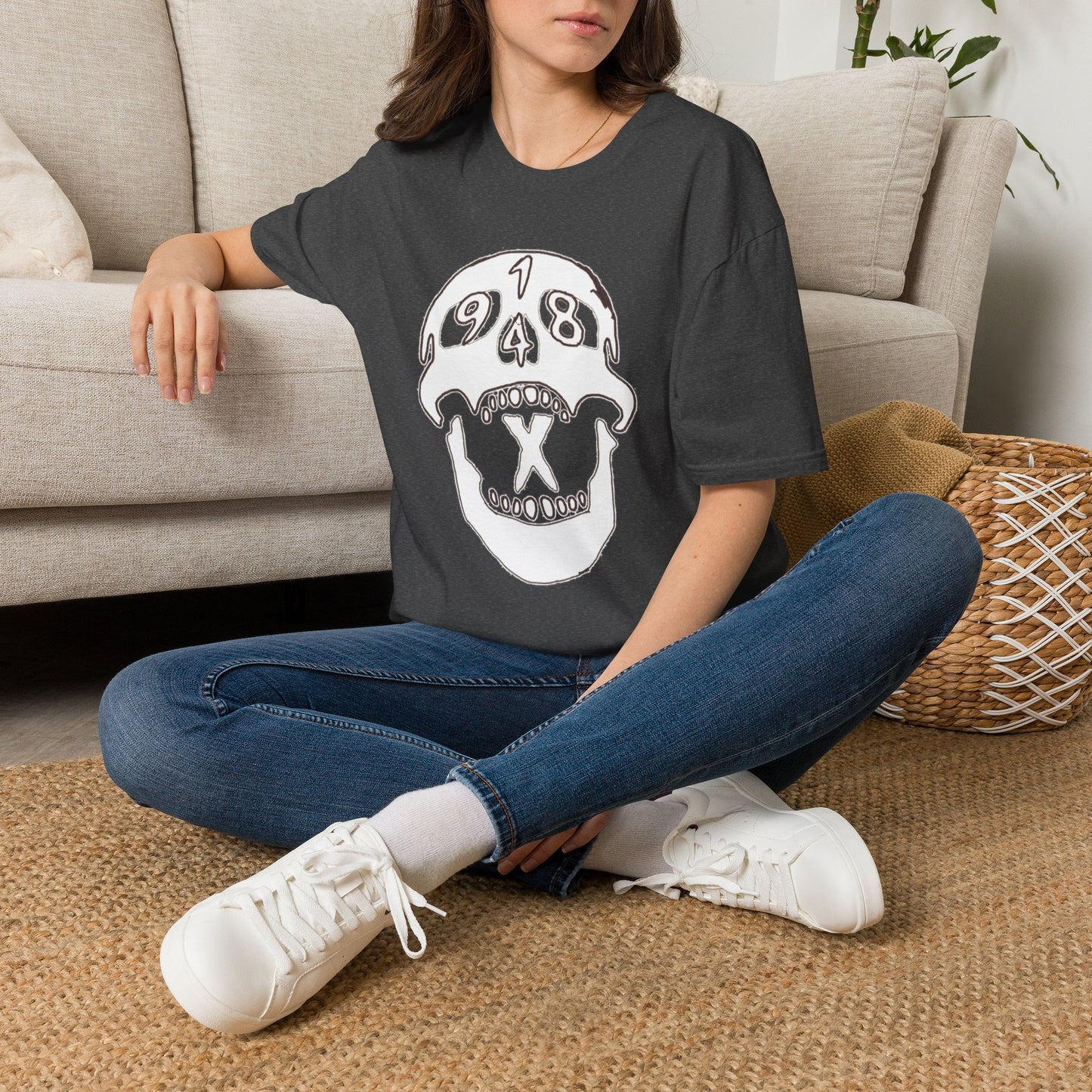 1948 Skull Graphic T-Shirt — Retro Skull Illustration Tee