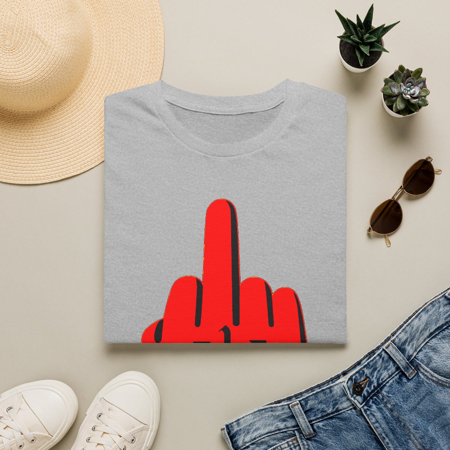 Graphic Middle Finger T‑Shirt – Bold Red Hand Design
