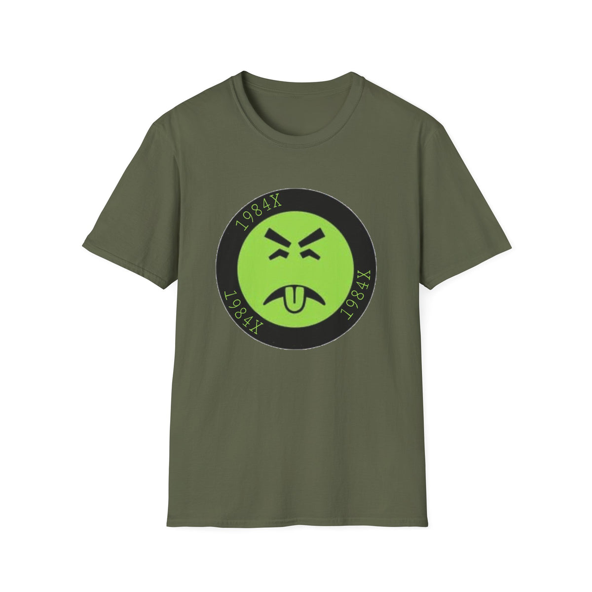 Green Grunge Emoji T-Shirt — 1984X Circular Graphic Tee